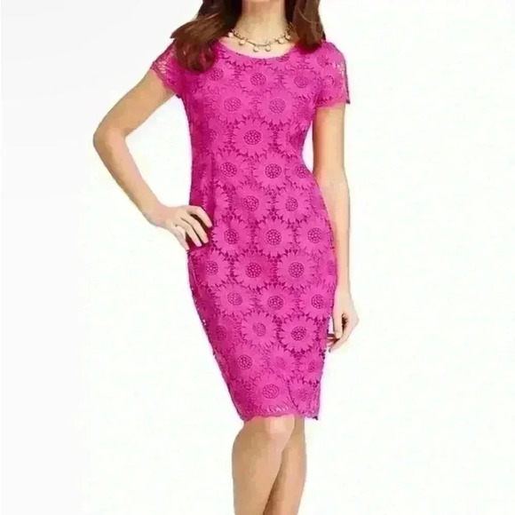 Talbots Women’s Sunflower Lace Sheath Midi size 6P new without tags NWOT - Picture 1 of 12